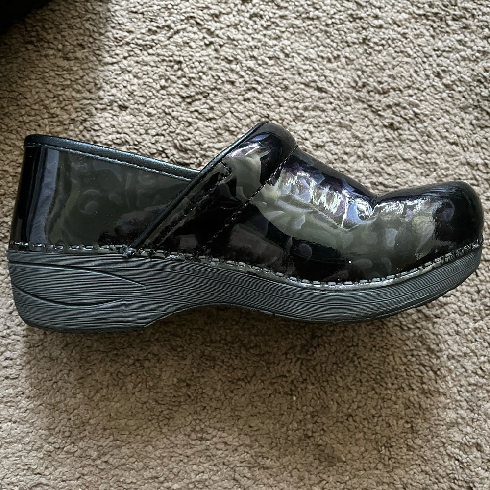 Women's Black Patent Leather Clogs